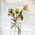 custom glass flower vase with metal grid lid